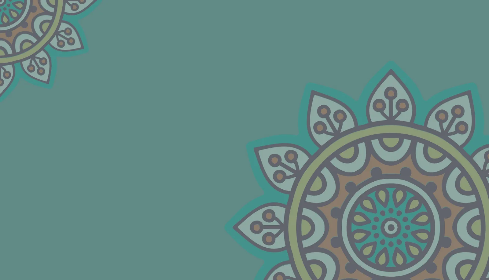 hand-drawn mandala artwork on a teal banner from the yoga hive